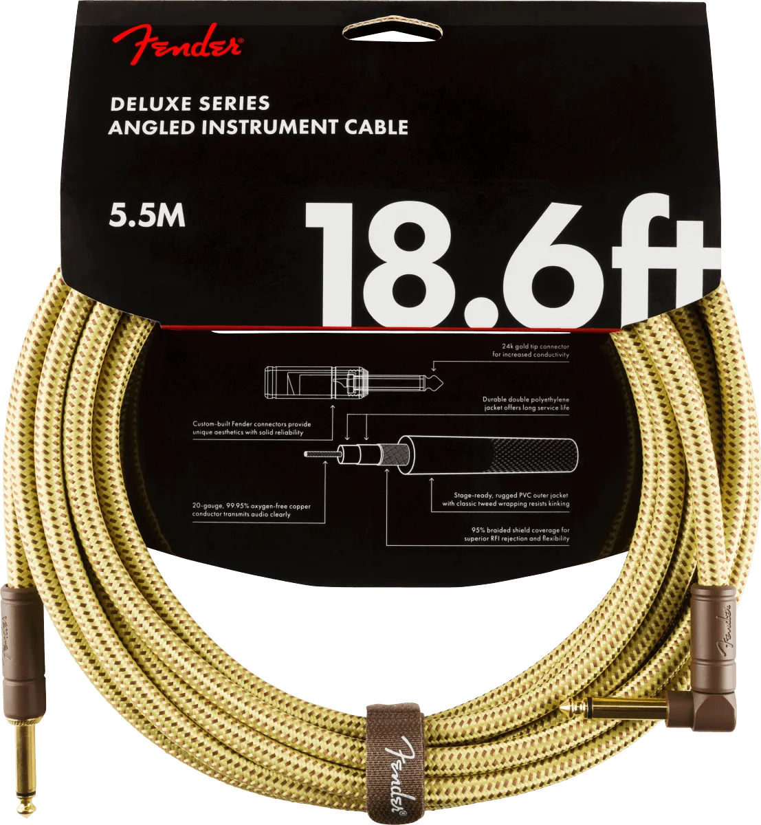 Deluxe Series Instrument Cable Straight/Angle 18.6 Tweed-Accessories-Muso's Stuff 