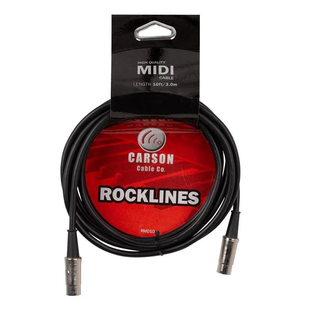 10 Ft Midi Cable Chrome Plugs 6Mm O/D Black-Accessories - Cables & Adaptors-Muso's Stuff 