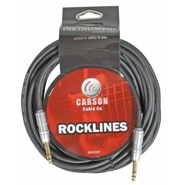 20 Ft Gtr Cable 6.3Mm Stereo Jacks W/Gold Shaft-Accessories - Cables & Adaptors-Muso's Stuff 