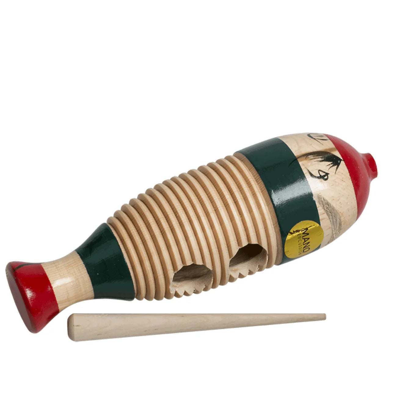 Mano - 8 Inch Mini Guiro Wooden Fish Shaped Red/Nat/Grn-Drums & Percussion - Percussion-Mano Percussion-Muso's Stuff 