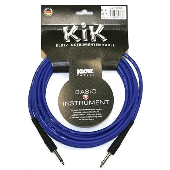 Klotz Kik Guitar Cable 6M J/J Blue-Accessories - Cables & Adaptors-Klotz-Muso's Stuff 