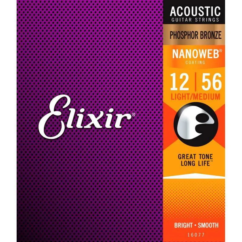 12/56 Acoustic Guitar Strings Ctd-Ph/Br Lt/Medium Nano-Strings - Acoustic Guitar-Muso's Stuff 